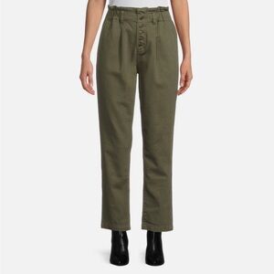 NWT Time & Tru Women’s High Rise Paperbag Pants Size 12 Olive Green